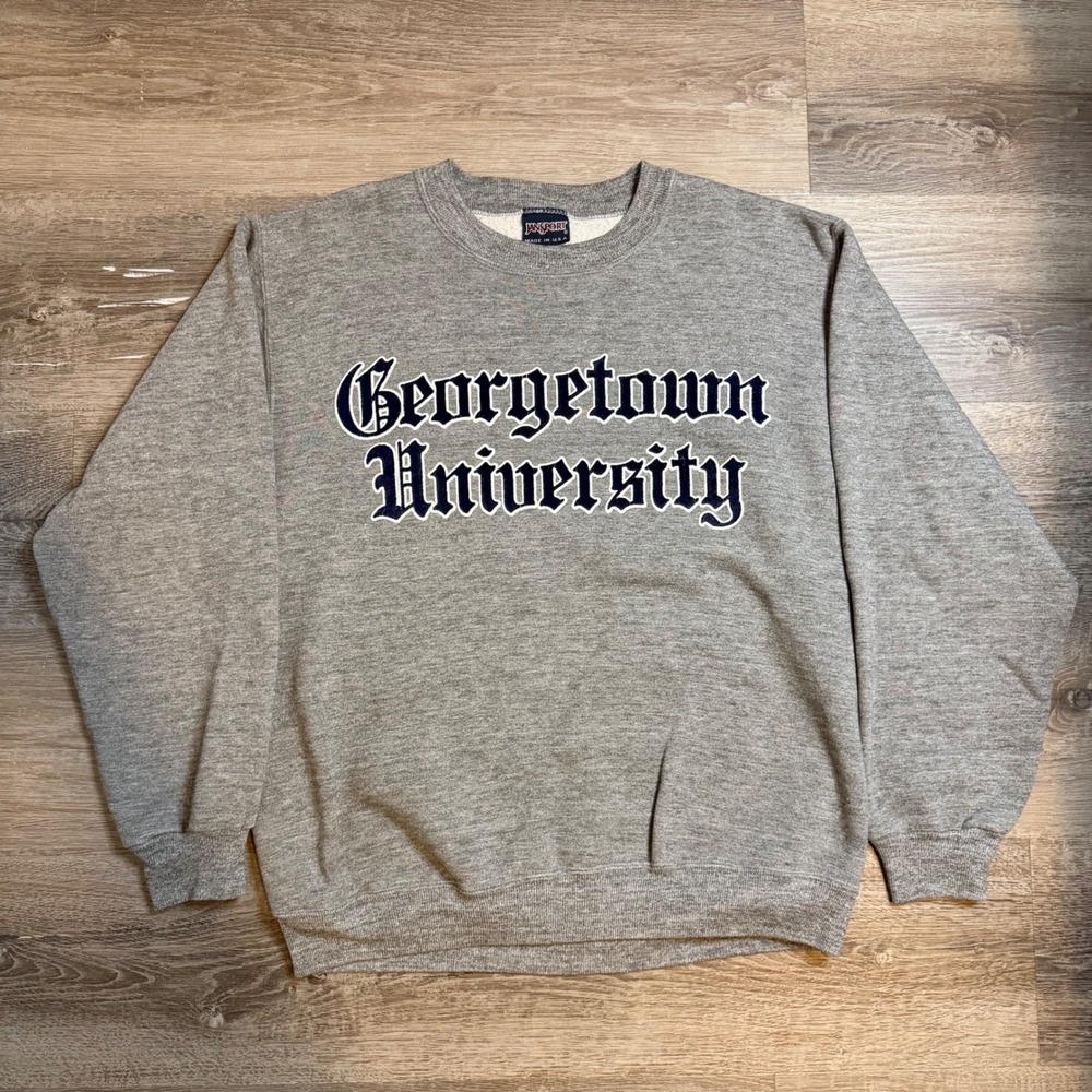 Vintage JanSport Georgetown University Sweatshirt Grey Made in USA Mens Large
